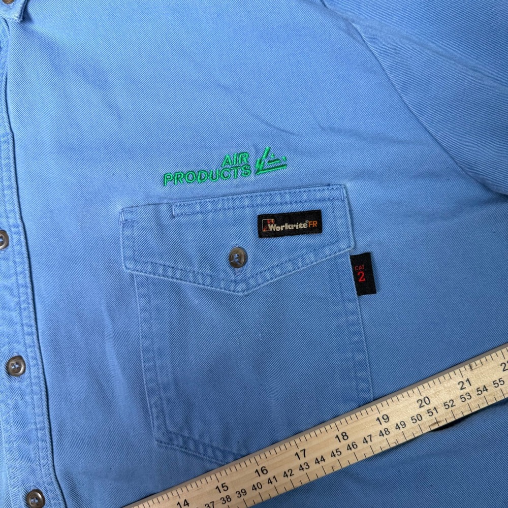 Workrite FR Button Down Shirt Mens XL Blue Flame Resistant CAT 2 Westex - Picture 4 of 11